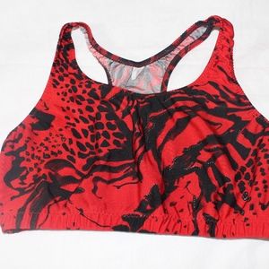 Red and Black Pattern Sports Bra